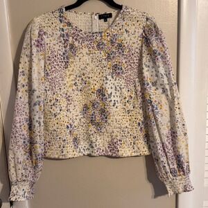 1. State Womens Smocked Floral Balloon‎ Sleeve SZ XL